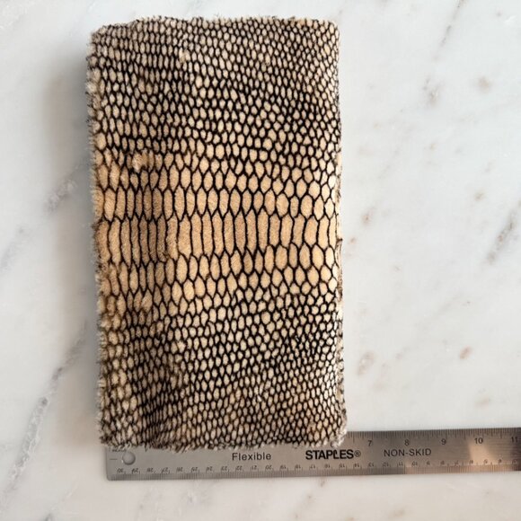 Genuine Fur & Leather Clutch – Luxe Tan Shearling with Black Snakeskin Print - Picture 3 of 11